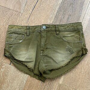 Free People Green Jean Shorts - Size W28